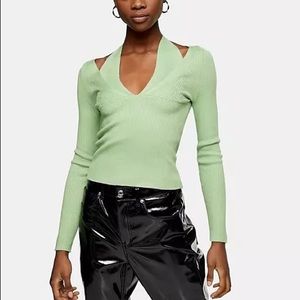 Topshop Strappy Halter Neck Cutout Knit Top